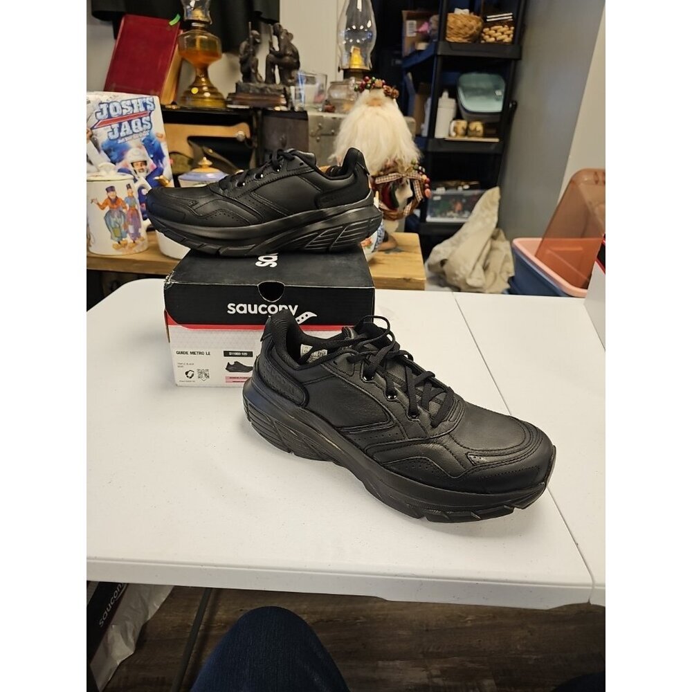 SAUCONY WOMEN'S GUIDE METRO LE LEATHER MAX CUSHION  WALKING Sz 11 M BLACK NEW‎